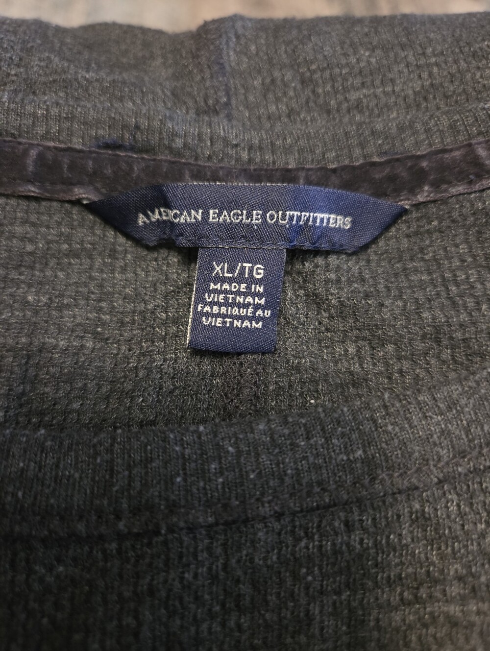 American Eagle Outfitters Dark Gray Lace-Sleeve Long Sleeve Tee - Picture 2 of 4